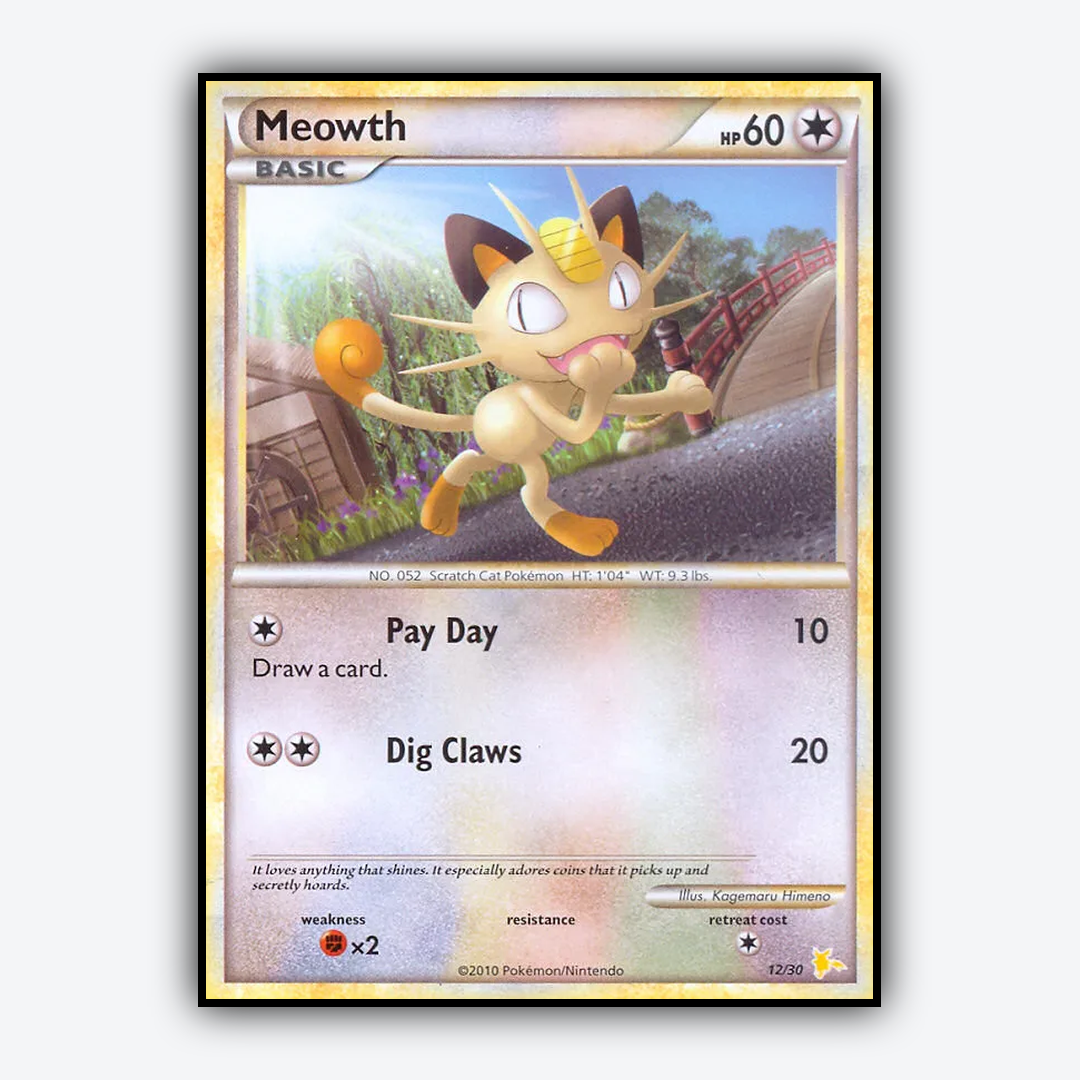 Meowth 012/30 - HGSS Trainer Kit Raichu Set - Card Rug