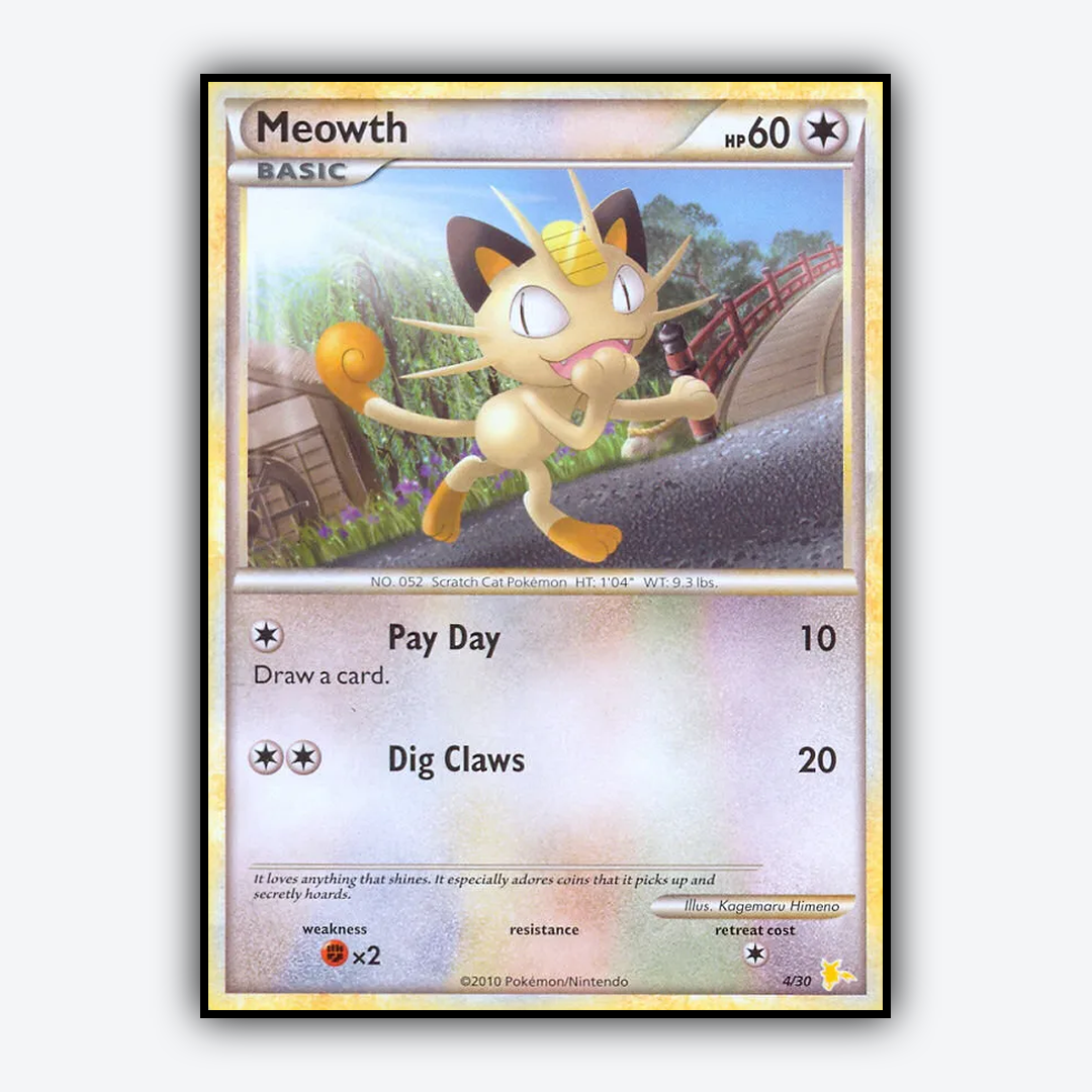 Meowth 004/30 - HGSS Trainer Kit Raichu Set - Card Rug