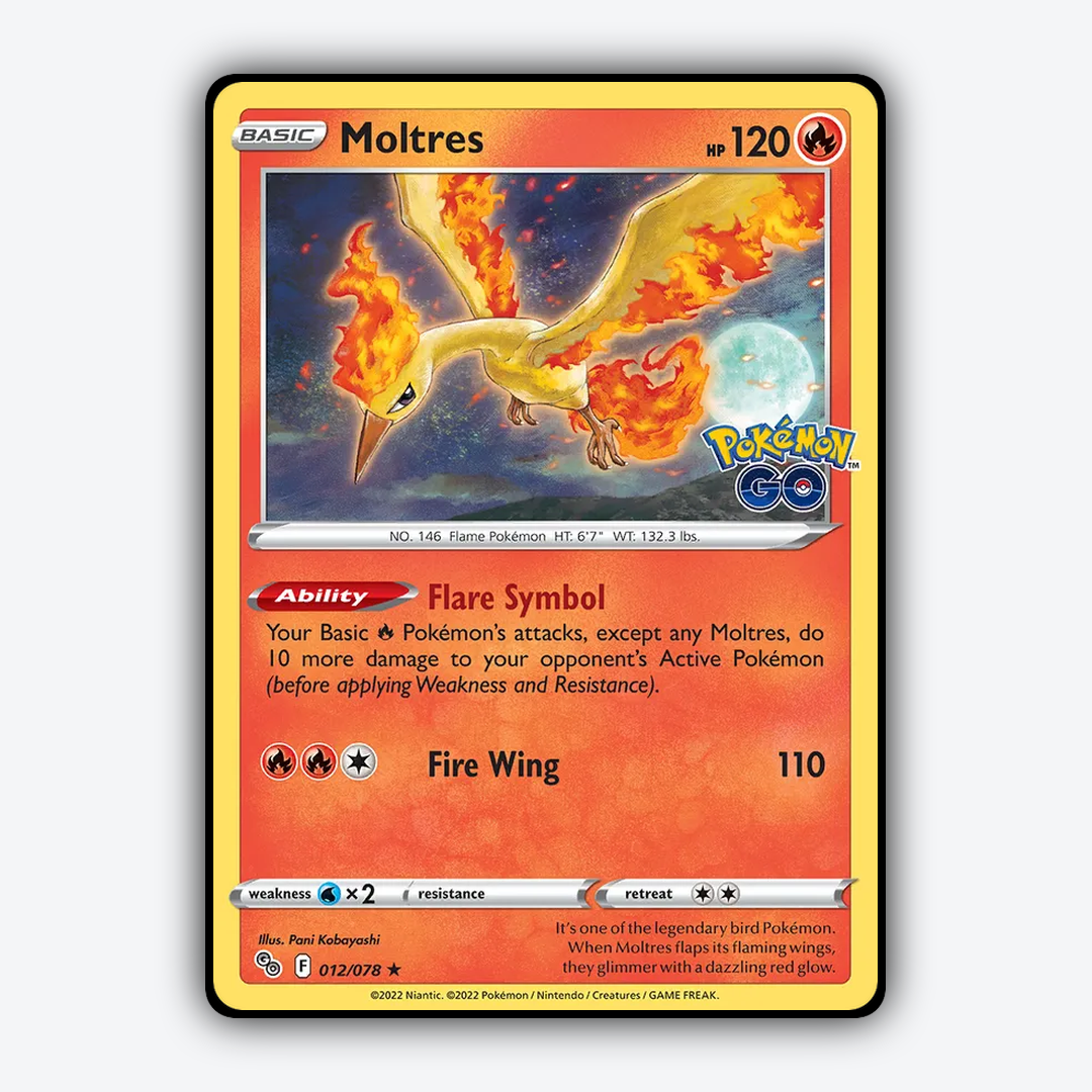 Moltres 012/78 - Pokémon GO Set - Card Rug