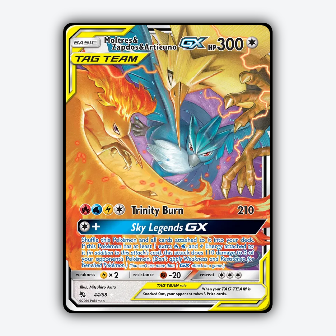 Moltres & Zapdos & Articuno-GX 044/68 - Hidden Fates Set - Card Rug