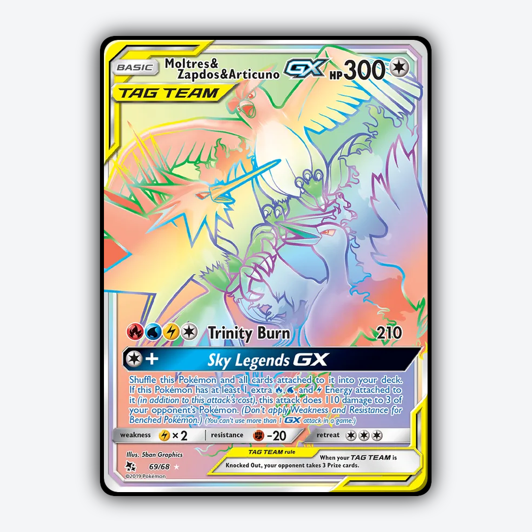 Moltres & Zapdos & Articuno-GX 069/68 - Hidden Fates Set - Card Rug