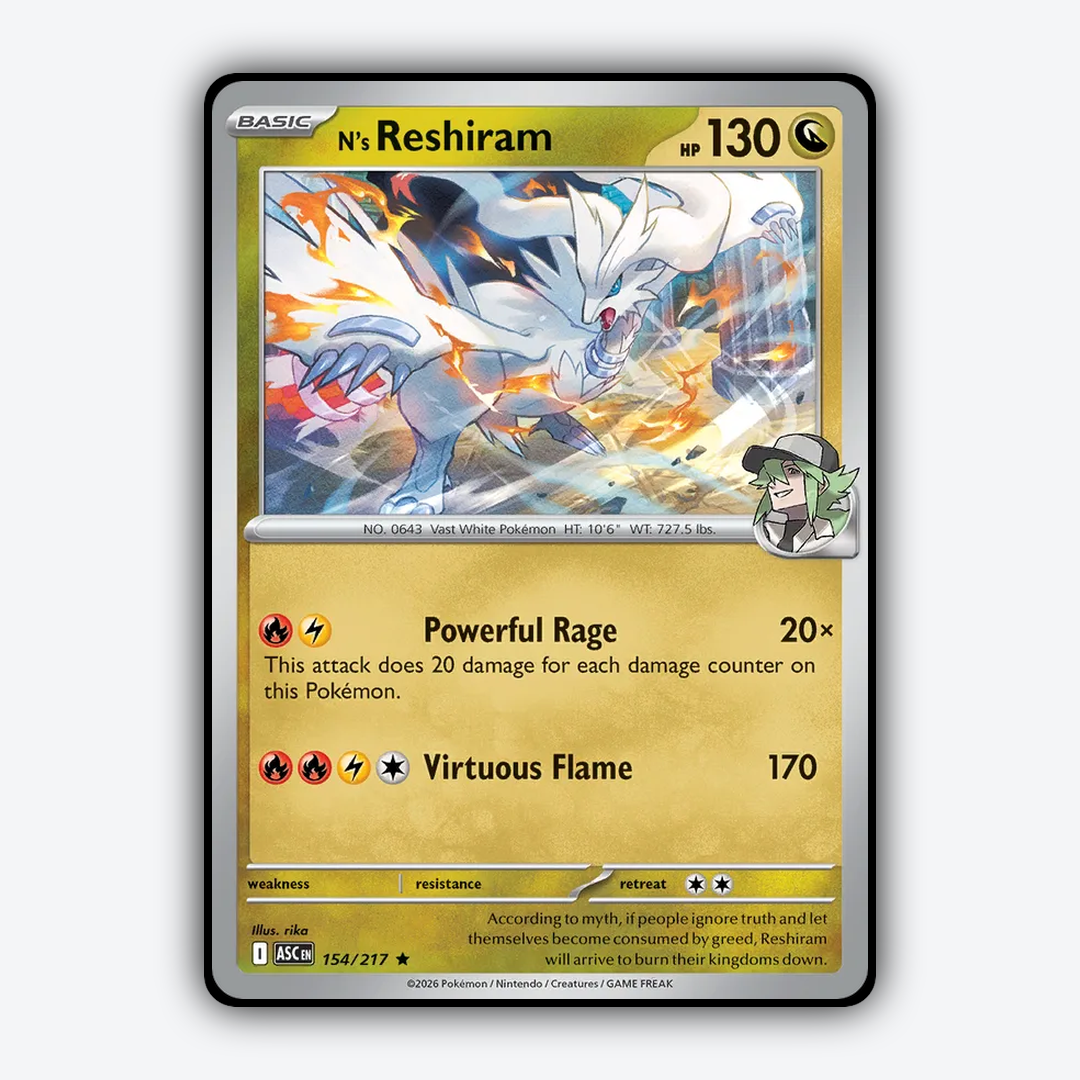 N's Reshiram 154/217 - Ascended Heroes Set - Card Rug