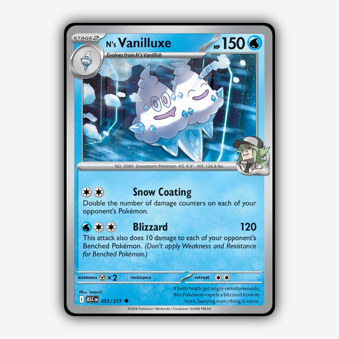 N's Vanilluxe 051/217 - Ascended Heroes Set - Card Rug