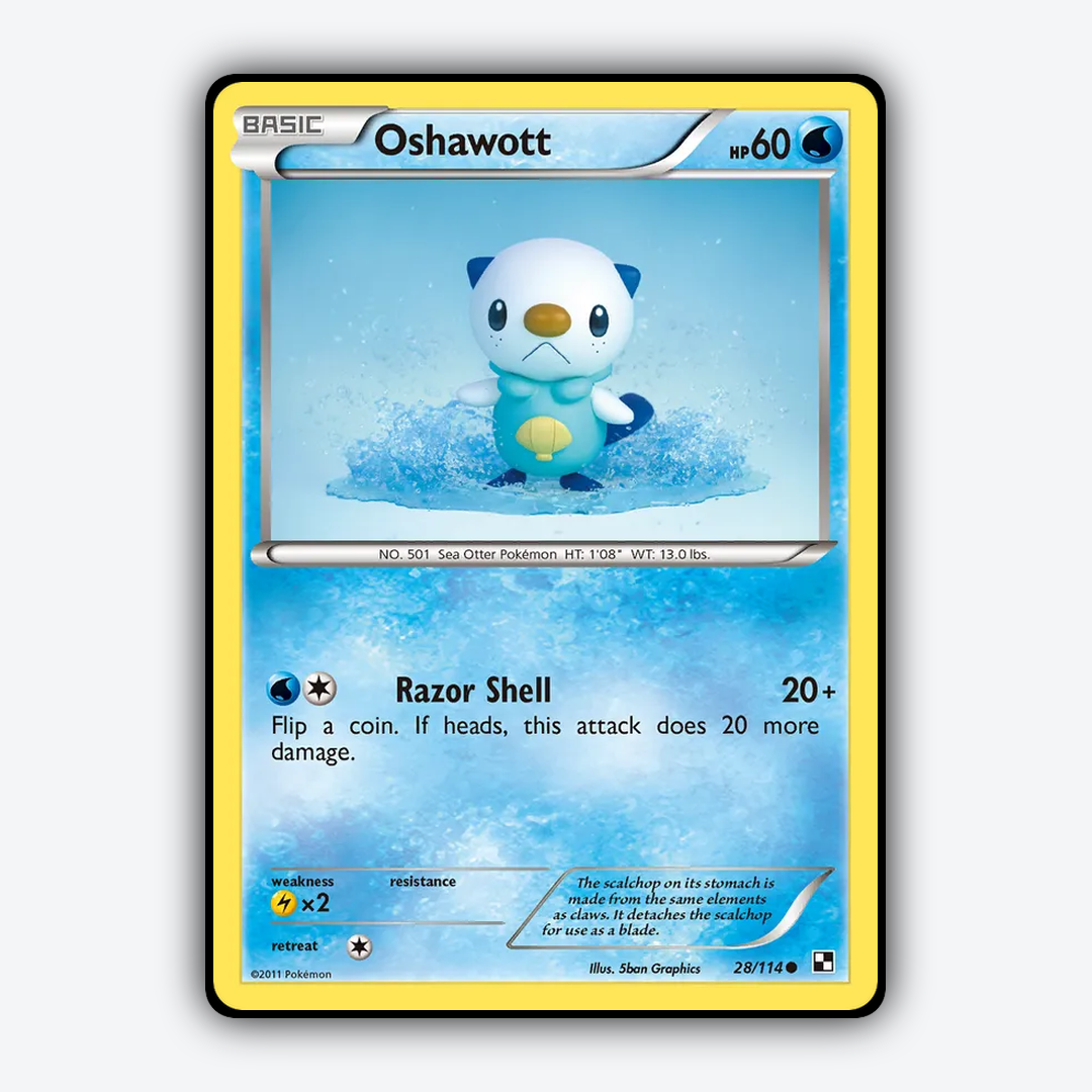 Oshawott 028/114 - Black & White Set - Card Rug