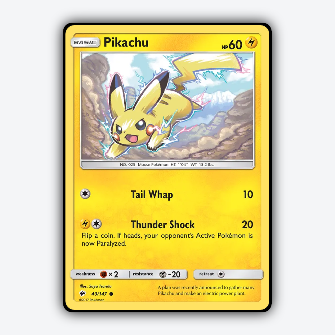 Pikachu 040/147 - Burning Shadows Set - Card Rug
