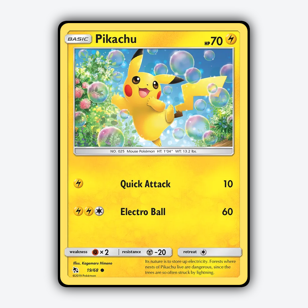 Pikachu 019/68 - Hidden Fates Set - Card Rug