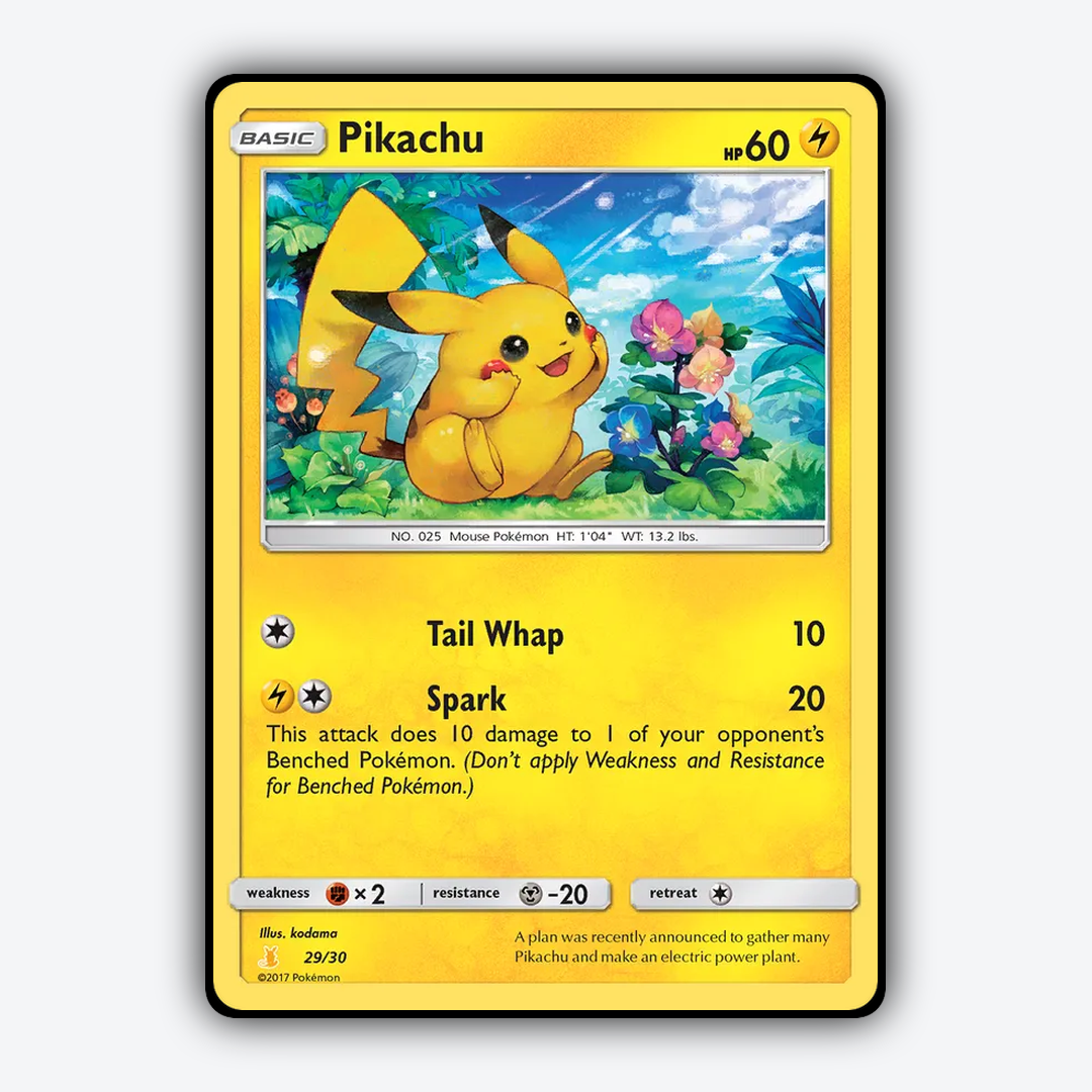Pikachu 029/30 - Sun & Moon Trainer Kit Alolan Raichu Set - Card Rug