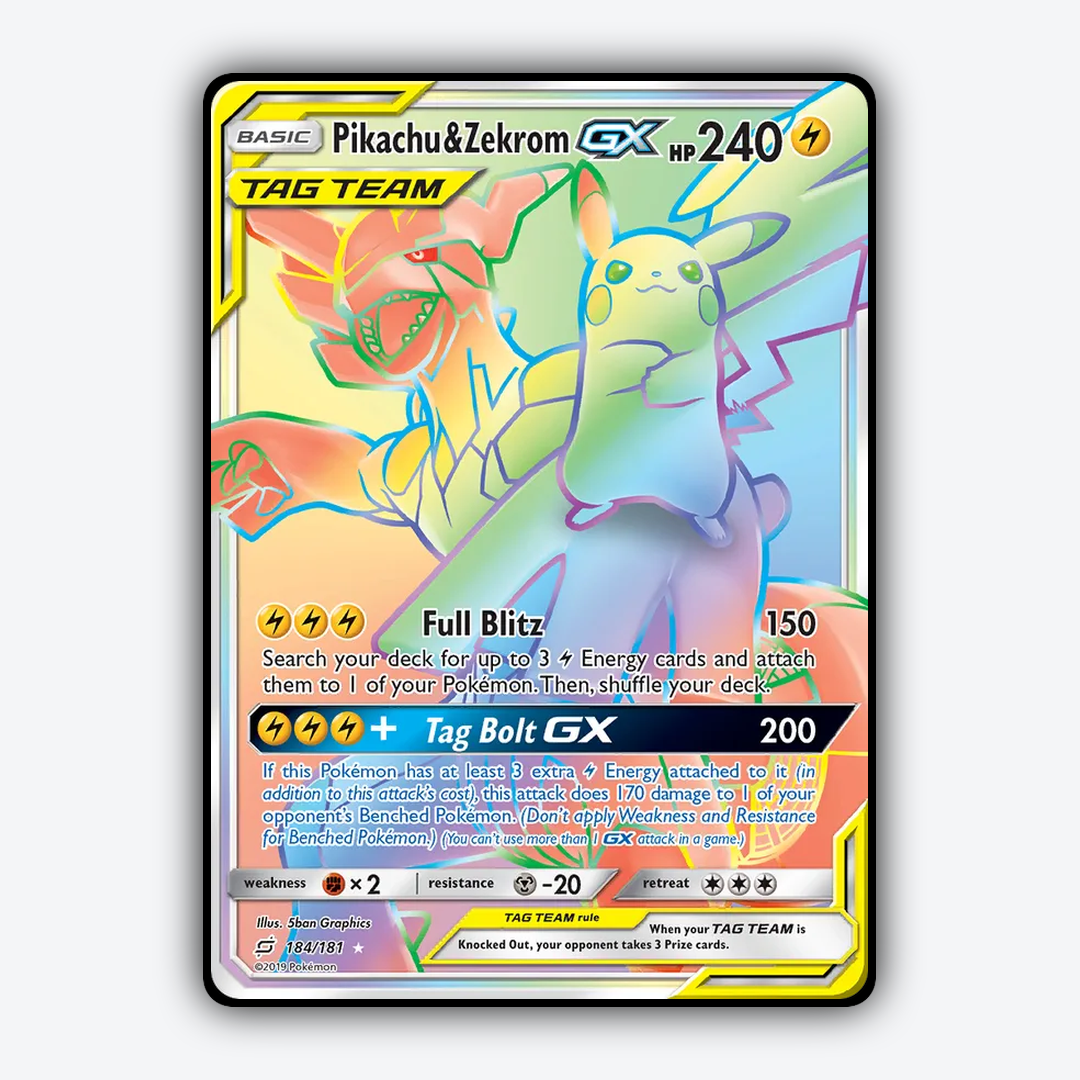 Pikachu & Zekrom-GX 184/181 - Team Up Set - Card Rug