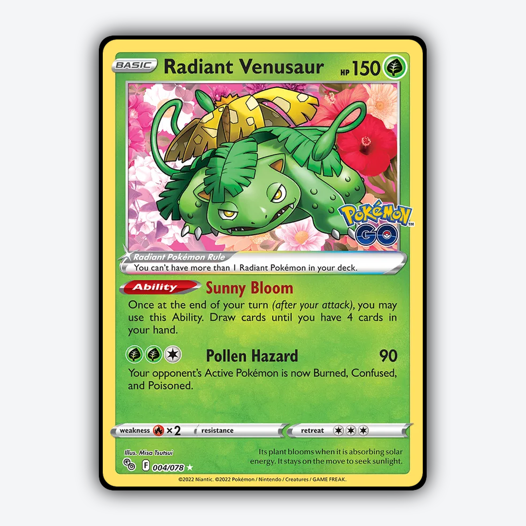 Radiant Venusaur 004/78 - Pokémon GO Set - Card Rug