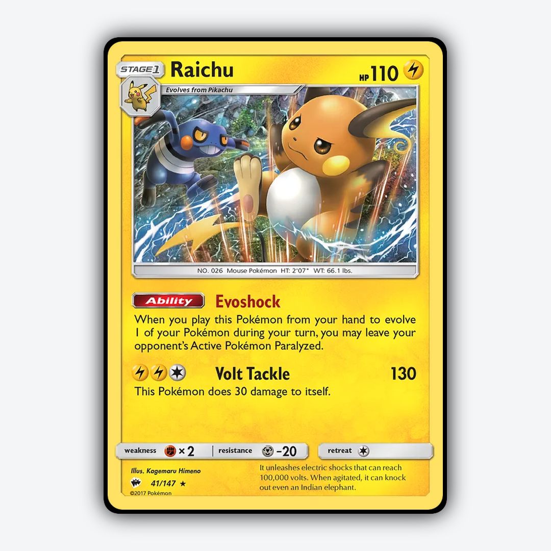 Raichu 041/147 - Burning Shadows Set - Card Rug