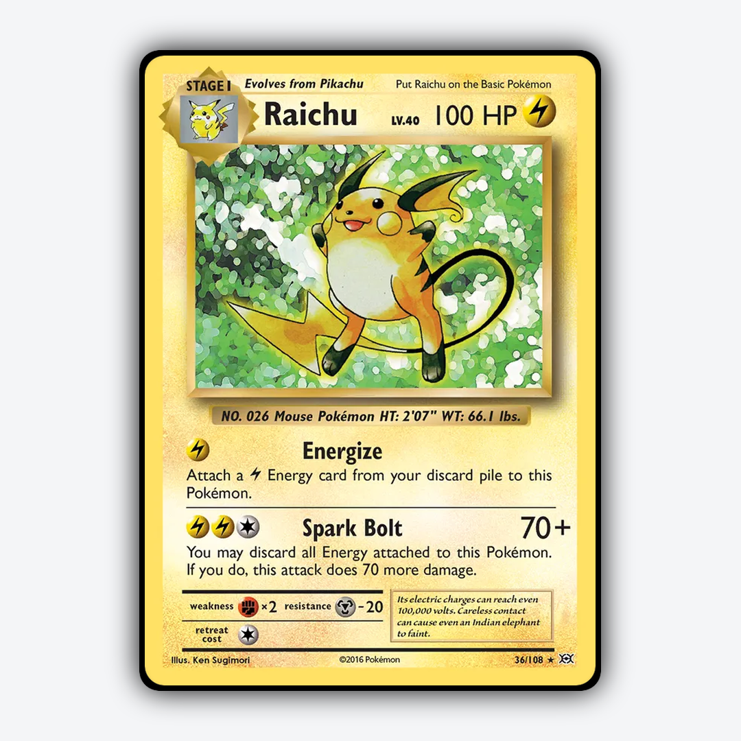 Raichu #36 - Evolutions Set - Card Rug