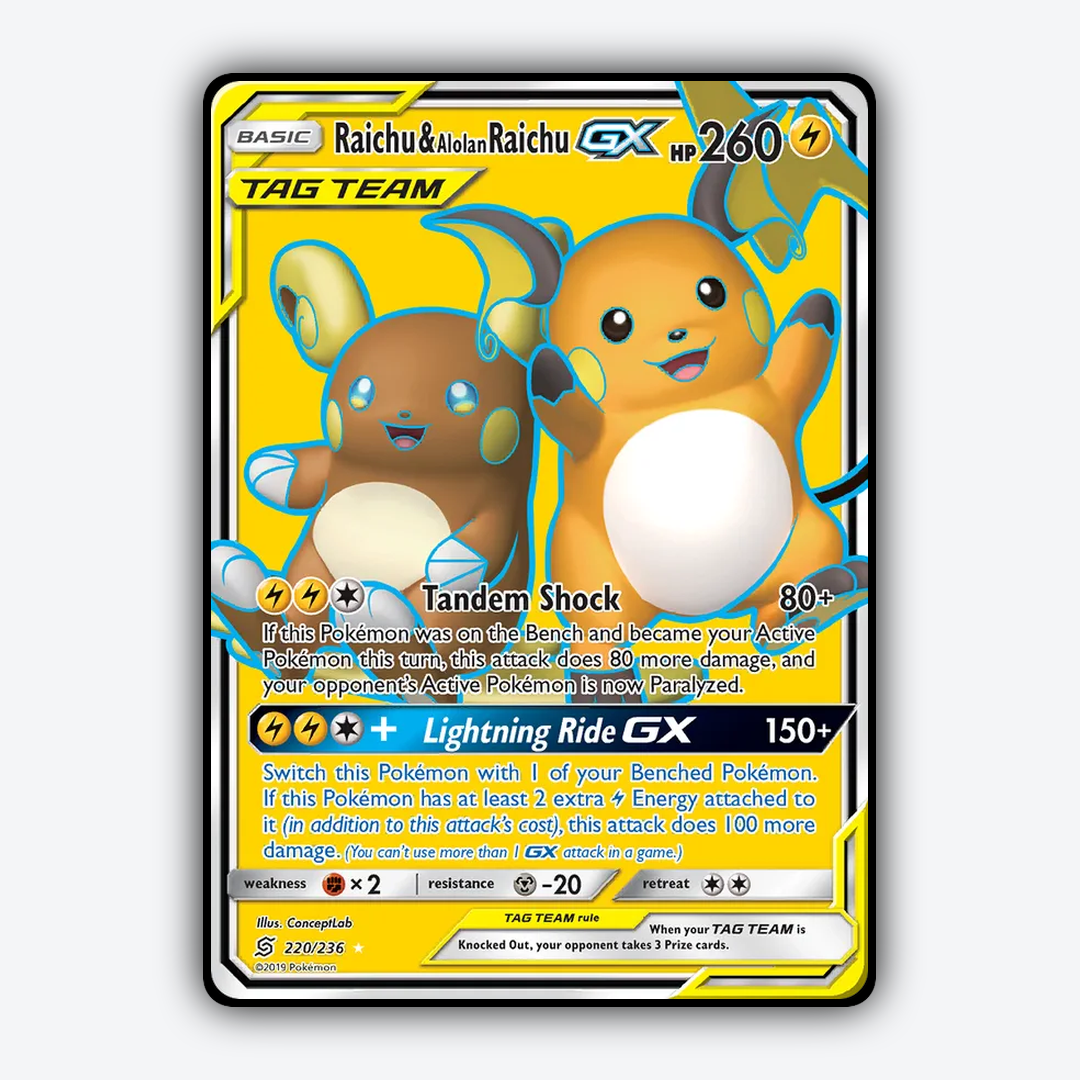 Raichu & Alolan Raichu-GX 220/236 - Unified Minds Set - Card Rug
