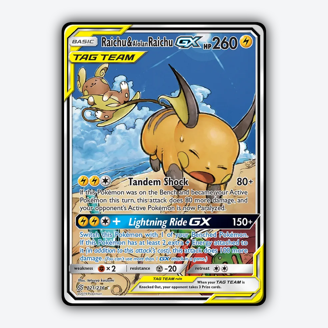 Raichu & Alolan Raichu-GX 221/236 - Unified Minds Set - Card Rug