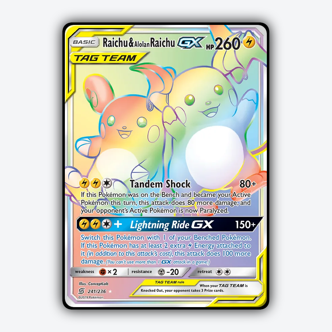 Raichu & Alolan Raichu-GX 241/236 - Unified Minds Set - Card Rug