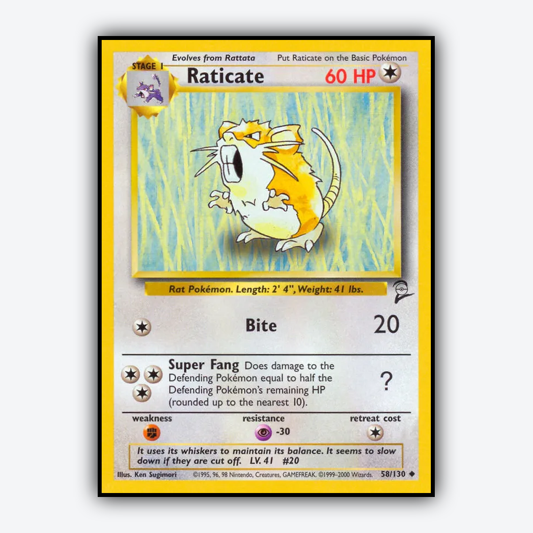 Raticate 058/130 - Base Set 2 Set - Card Rug