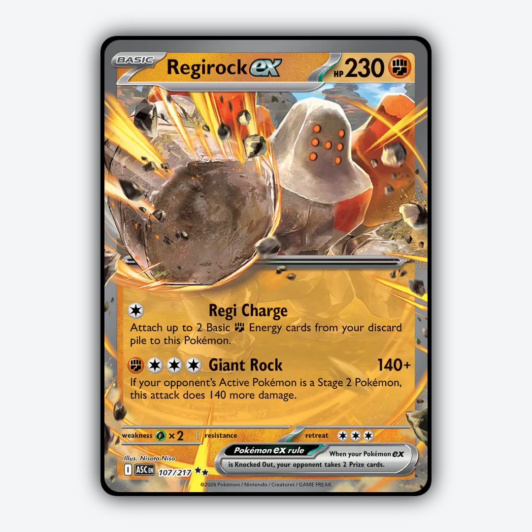 Regirock ex 107/217 - Ascended Heroes Set - Card Rug
