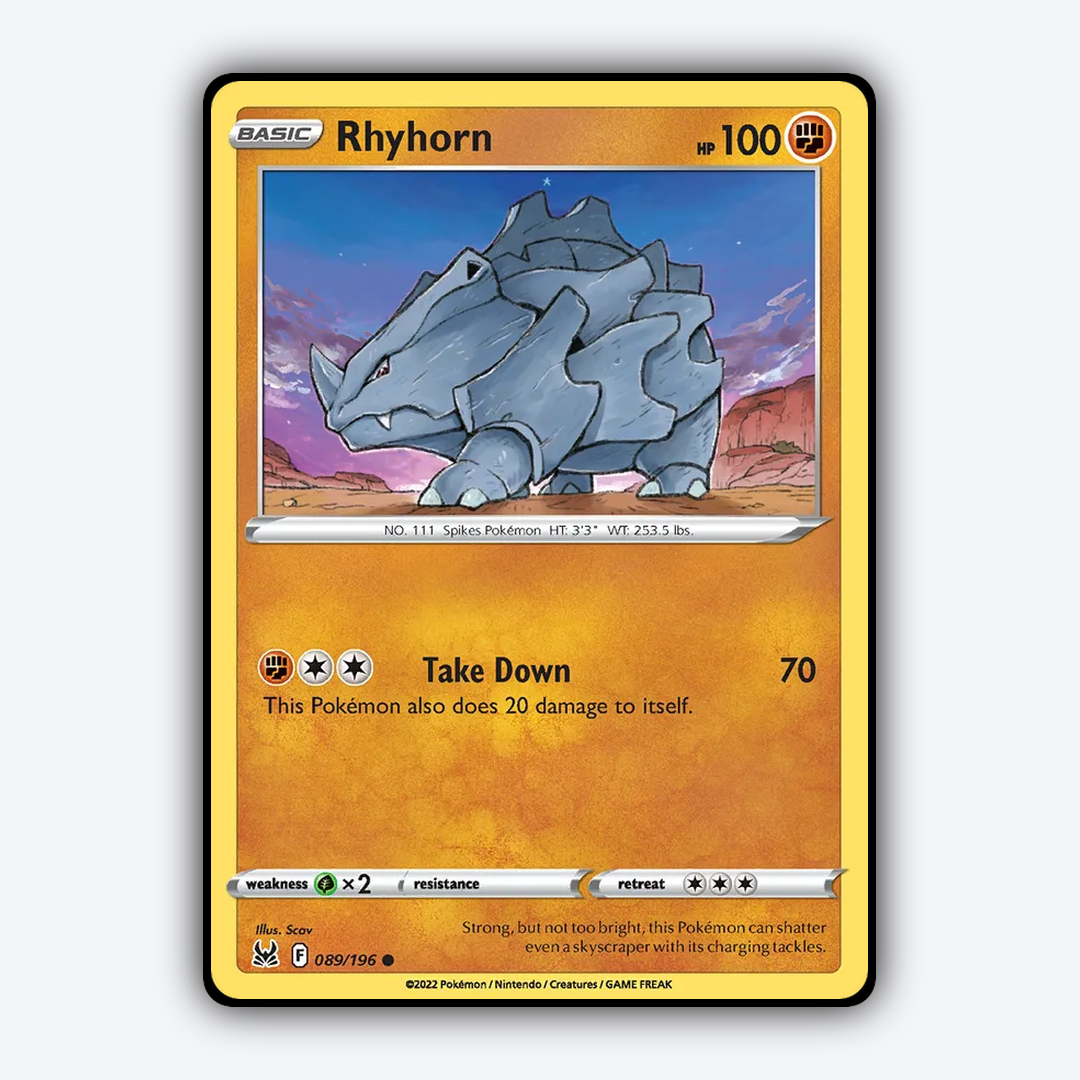 Rhyhorn 089/196 - Lost Origin Set - Card Rug