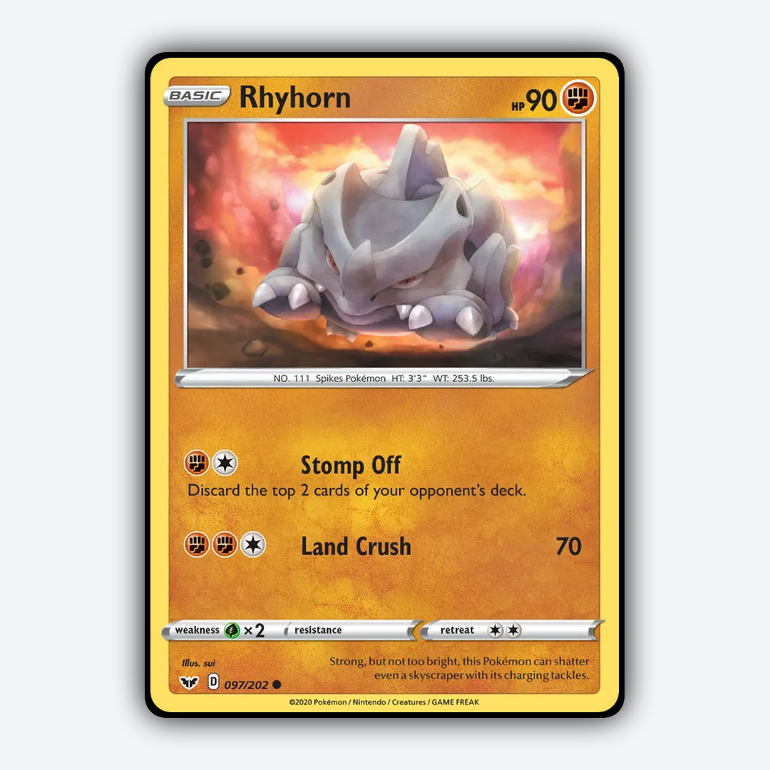 Rhyhorn 097/202 - Sword & Shield Set - Card Rug
