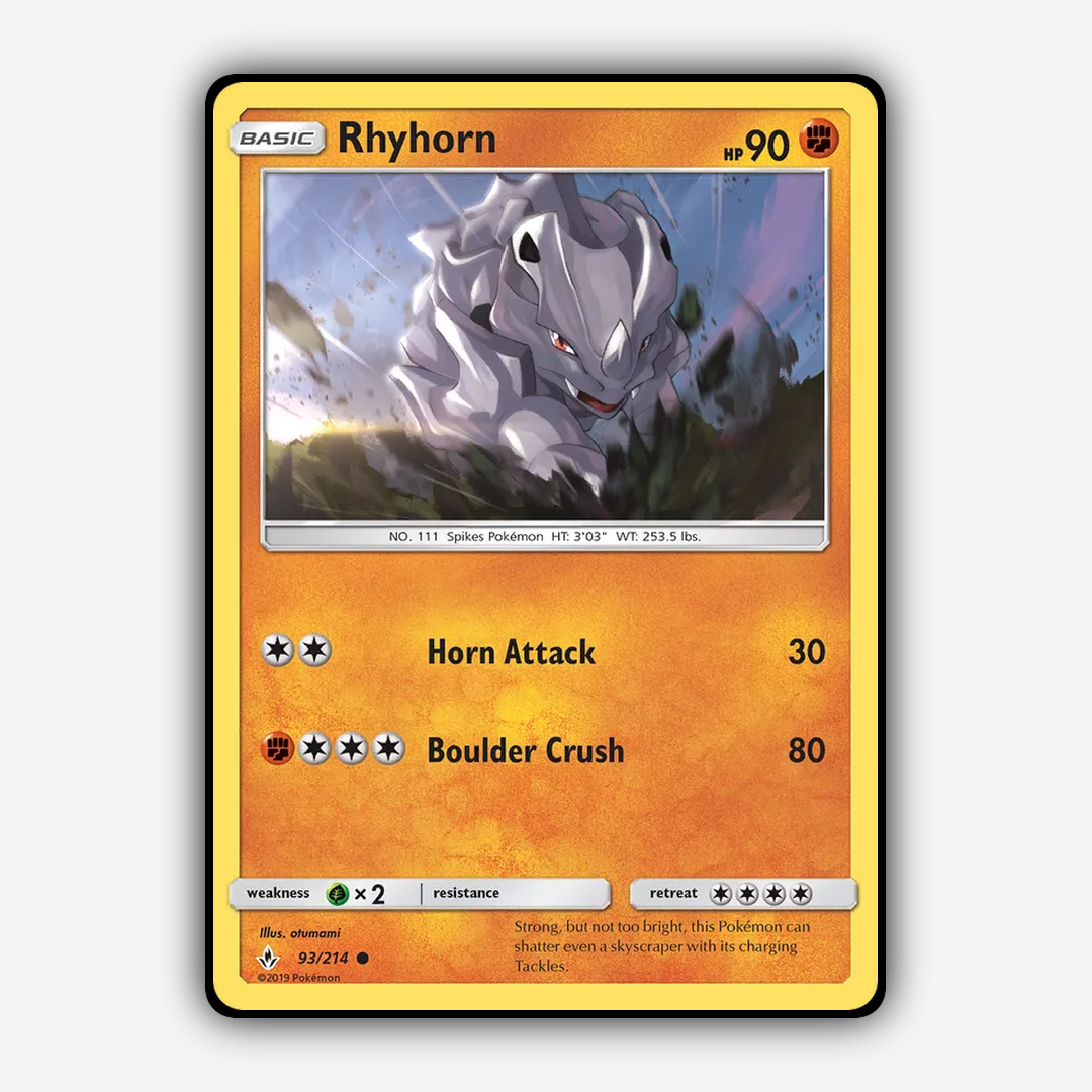 Rhyhorn 093/214 - Unbroken Bonds Set - Card Rug