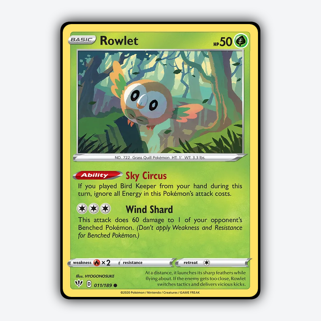 Rowlet 011/189 - Darkness Ablaze Set - Card Rug