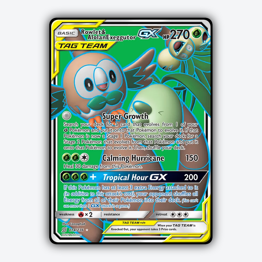 Rowlet & Alolan Exeggutor-GX 214/236 - Unified Minds Set - Card Rug