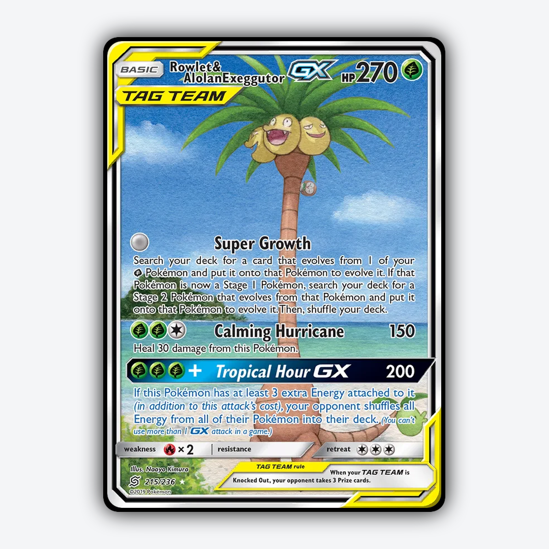 Rowlet & Alolan Exeggutor-GX 215/236 - Unified Minds Set - Card Rug