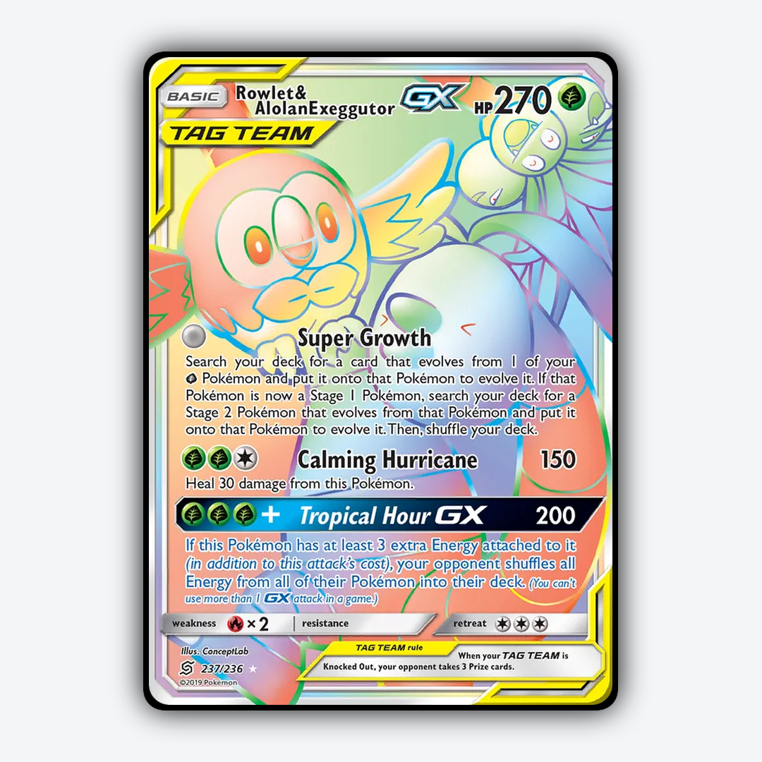 Rowlet & Alolan Exeggutor-GX 237/236 - Unified Minds Set - Card Rug