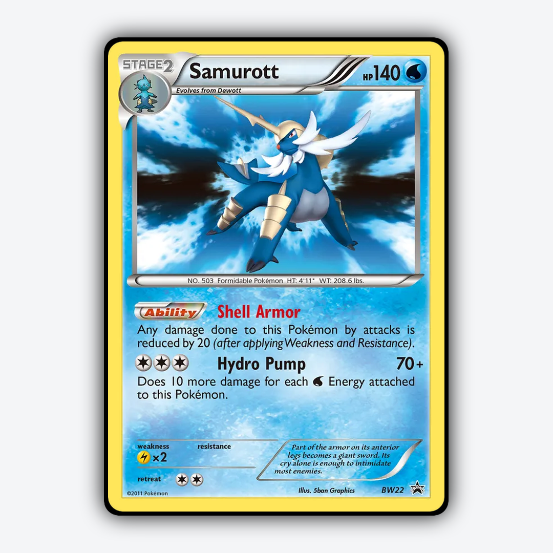 Samurott #22 - BW Black Star Promos Set - Card Rug