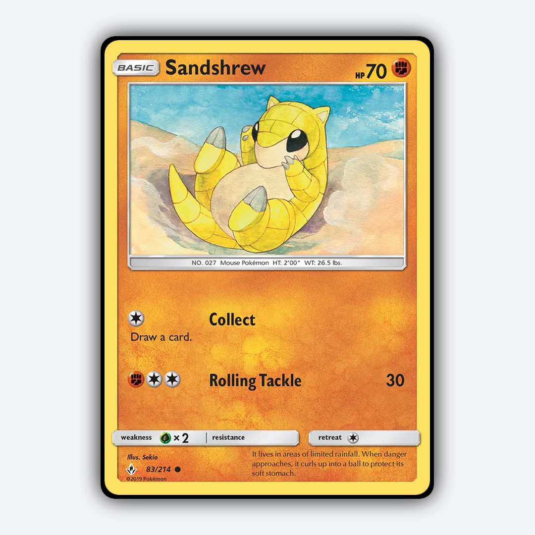 Sandshrew 083/214 - Unbroken Bonds Set - Card Rug
