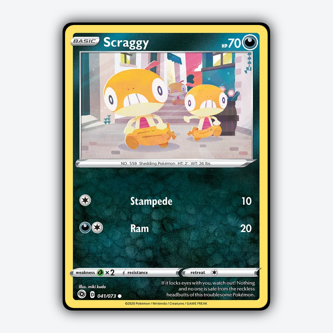 Scraggy 041/73 - Champion's Path Set - Card Rug