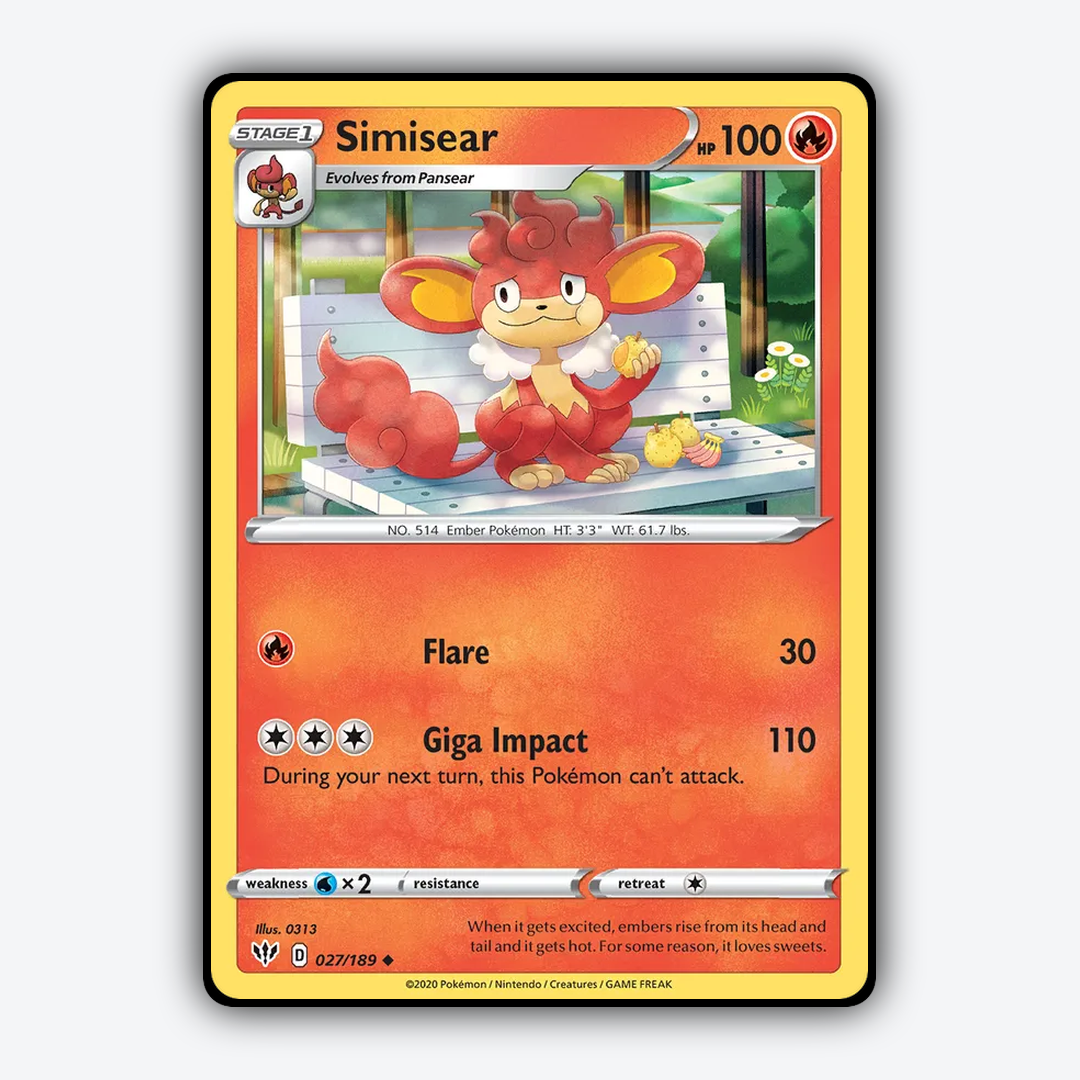 Simisear 027/189 - Darkness Ablaze Set - Card Rug