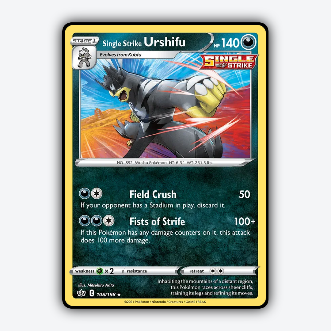 Single Strike Urshifu 108/198 - Chilling Reign Set - Card Rug