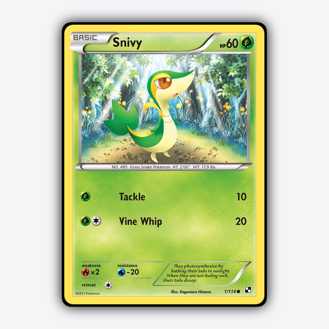 Snivy 001/114 - Black & White Set - Card Rug