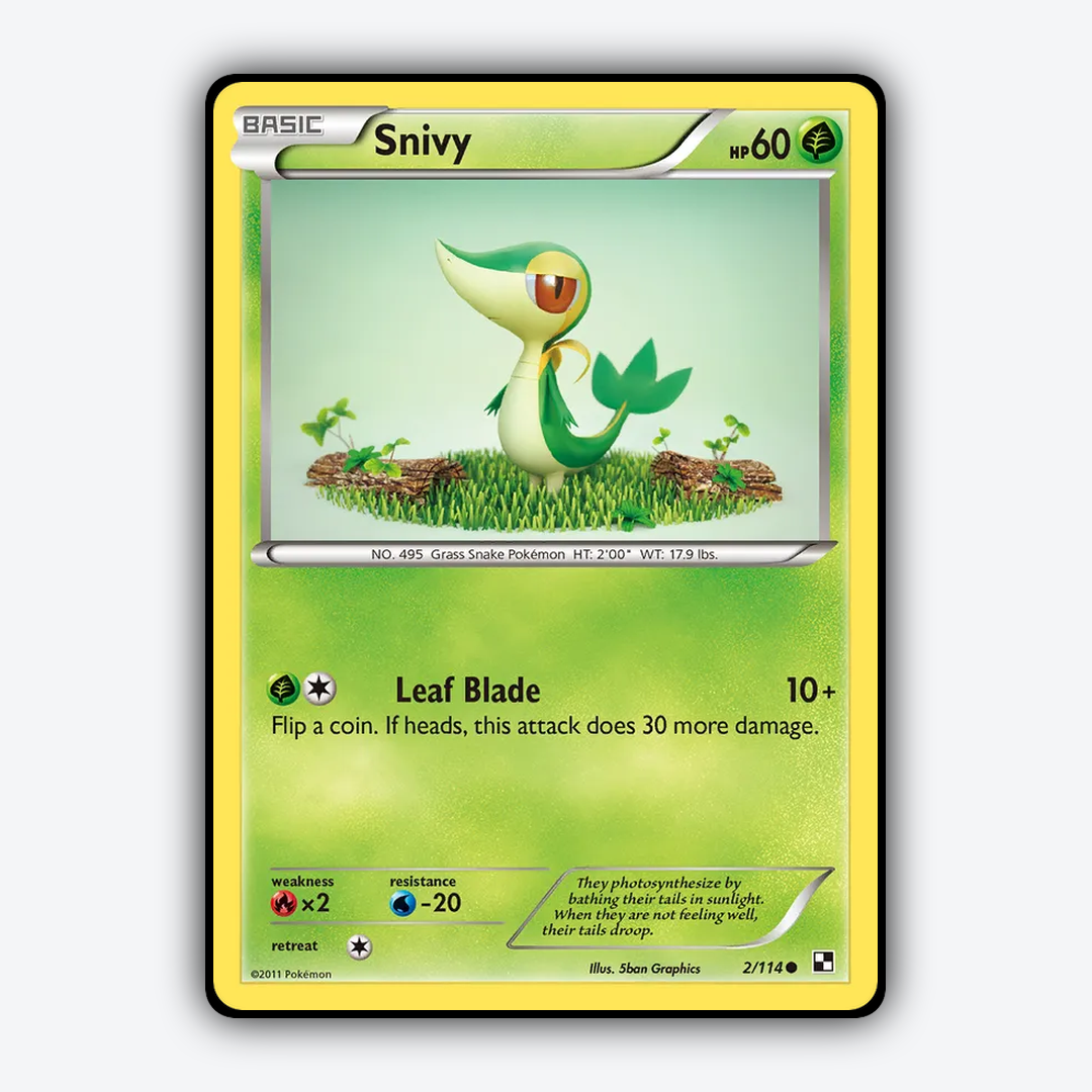 Snivy 002/114 - Black & White Set - Card Rug