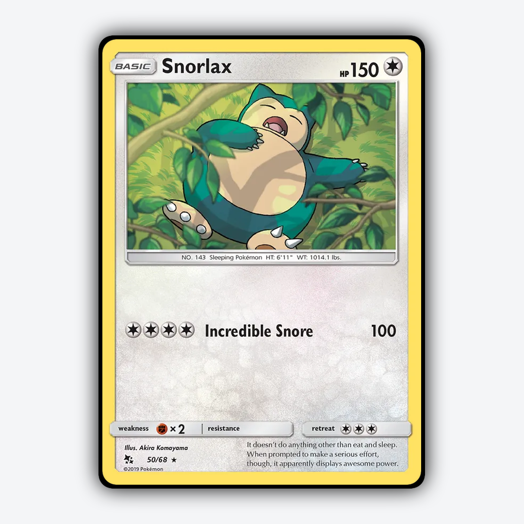 Snorlax 050/68 - Hidden Fates Set - Card Rug