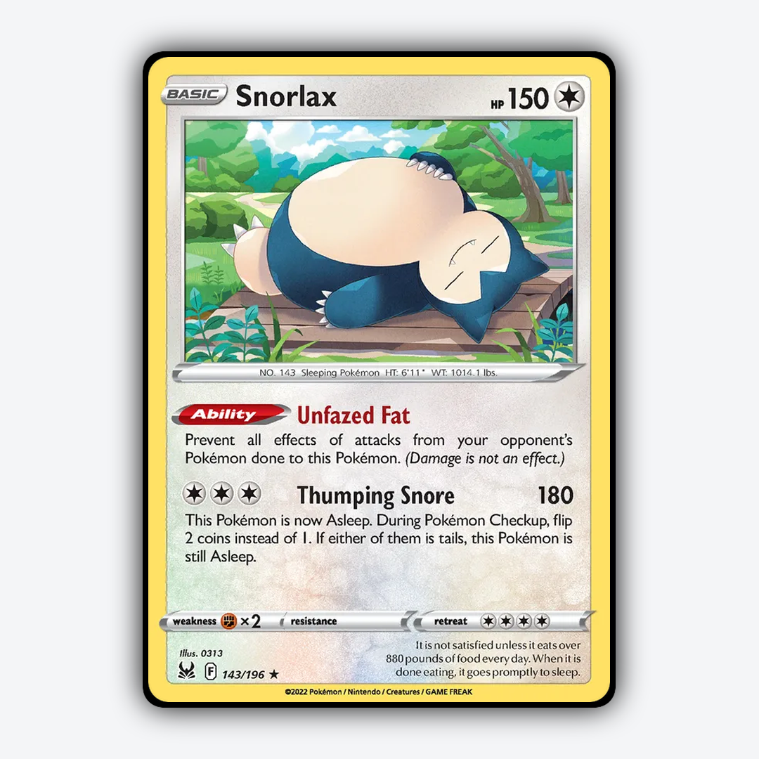 Snorlax 143/196 - Lost Origin Set - Card Rug