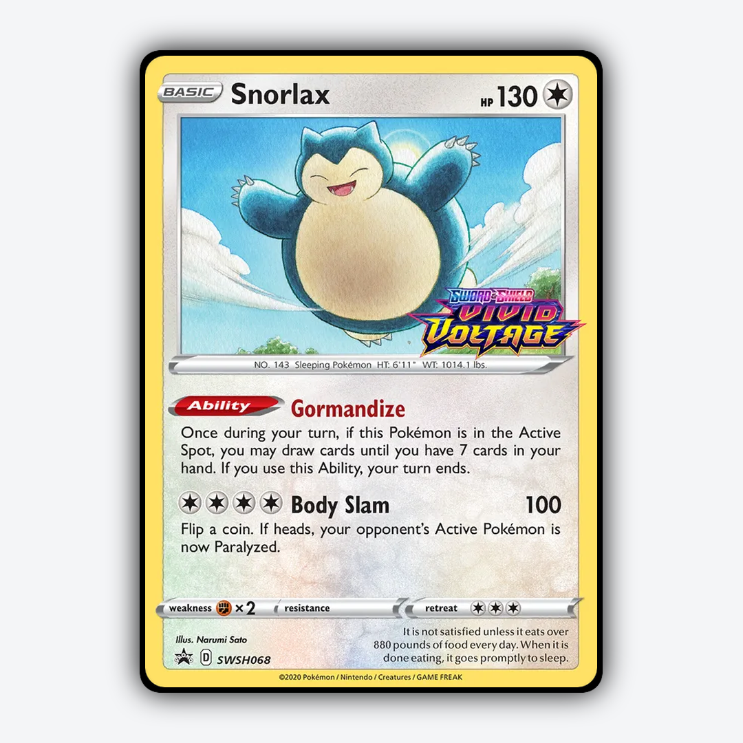 Snorlax #68 - SWSH Black Star Promos Set - Card Rug