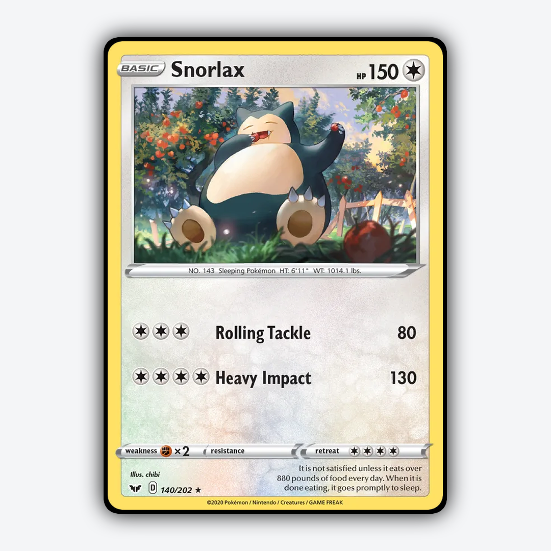 Snorlax 140/202 - Sword & Shield Set - Card Rug