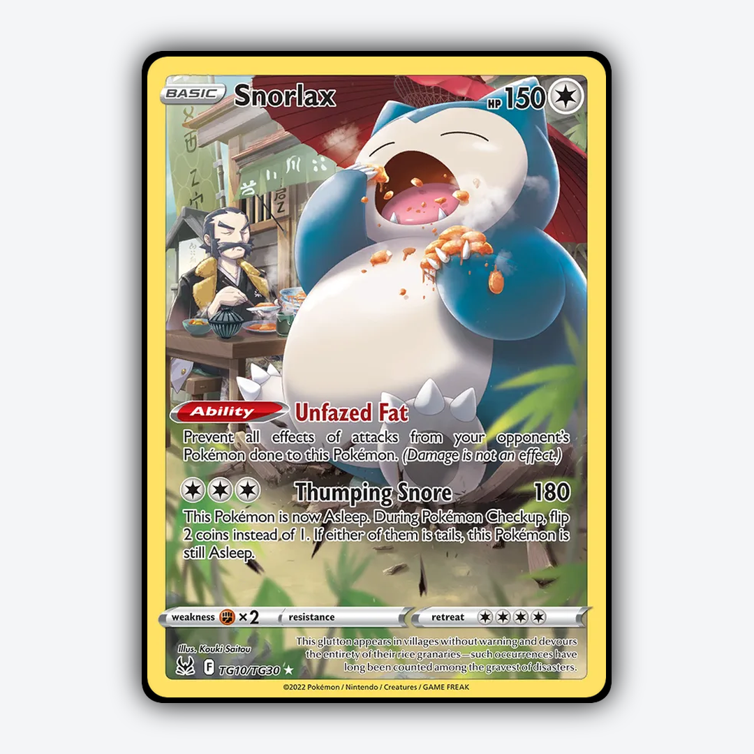 Snorlax TG010/30 - TG010/30 Lost Origin Trainer Gallery Set - Card Rug