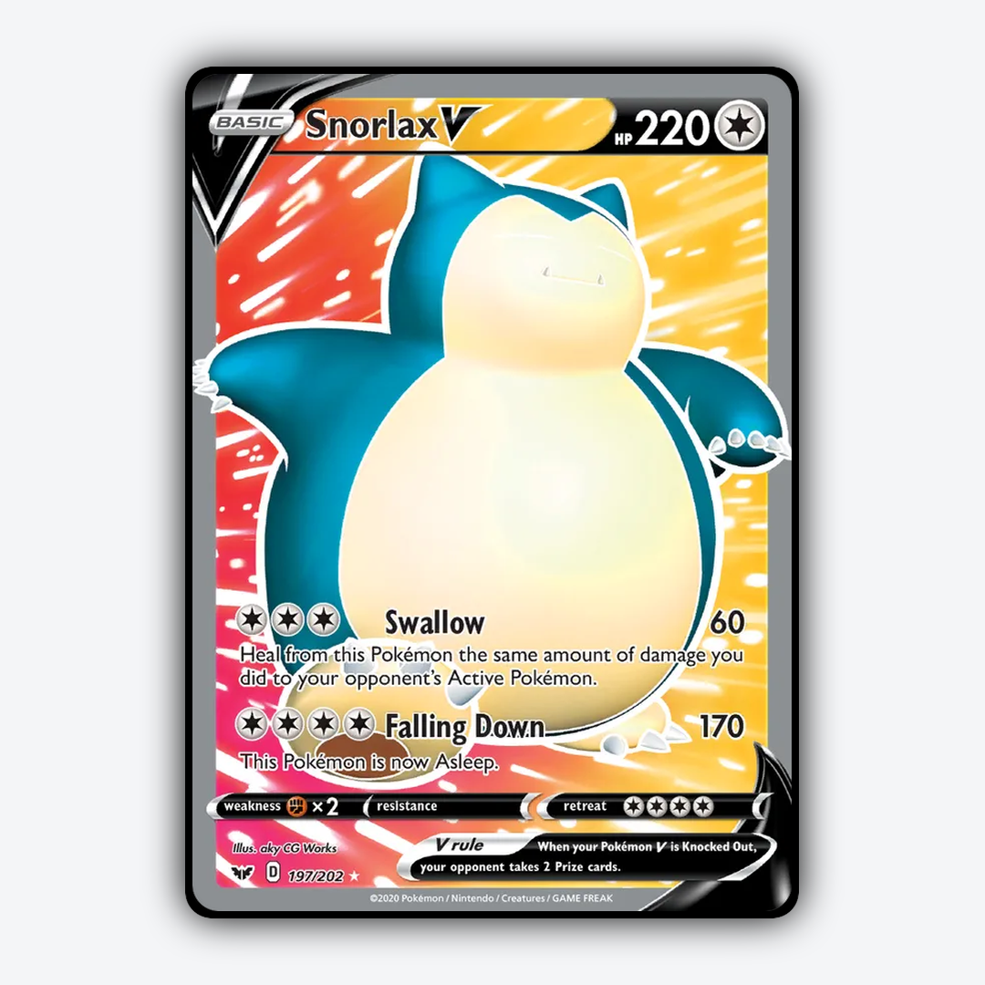 Snorlax V 197/202 - Sword & Shield Set - Card Rug