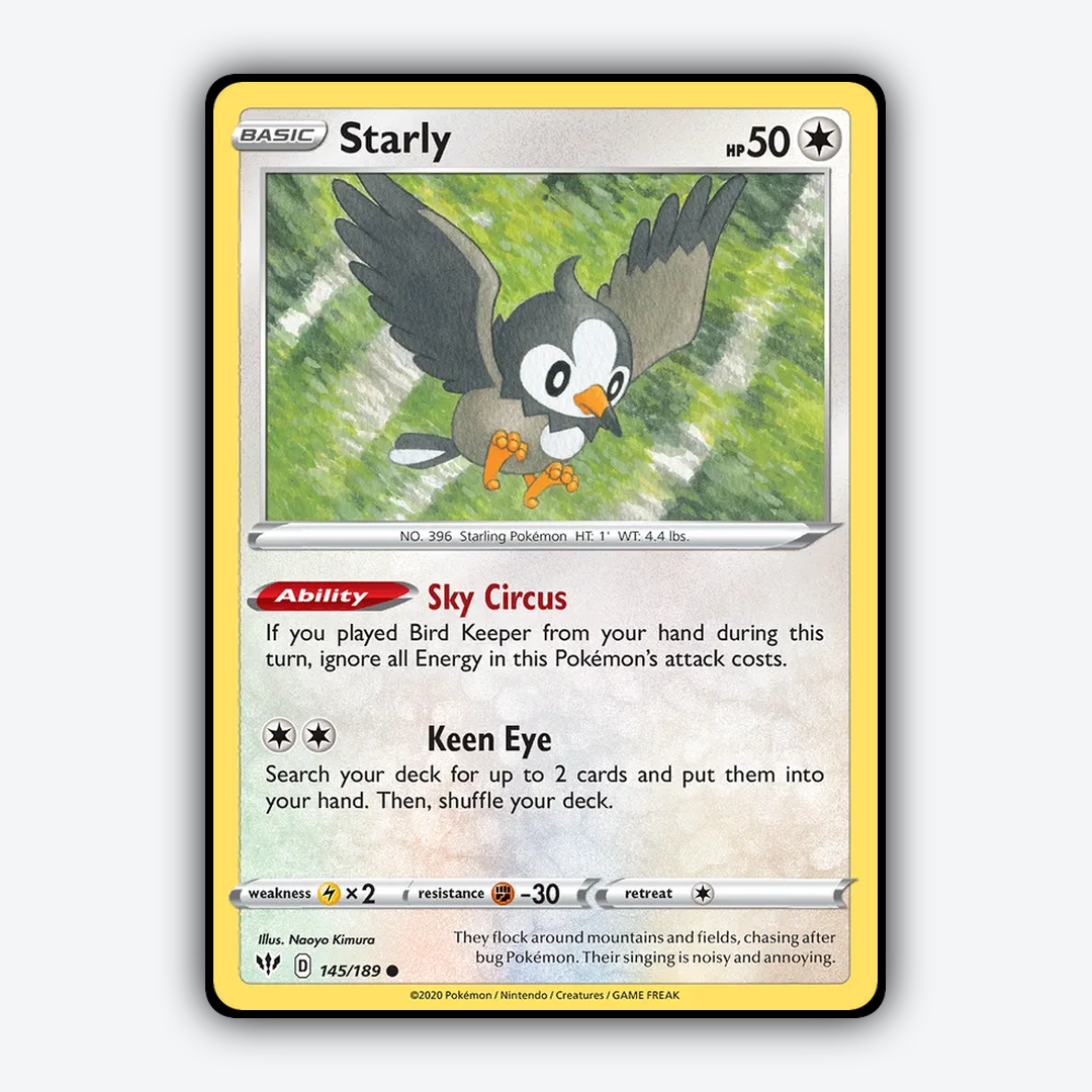 Starly 145/189 - Darkness Ablaze Set - Card Rug