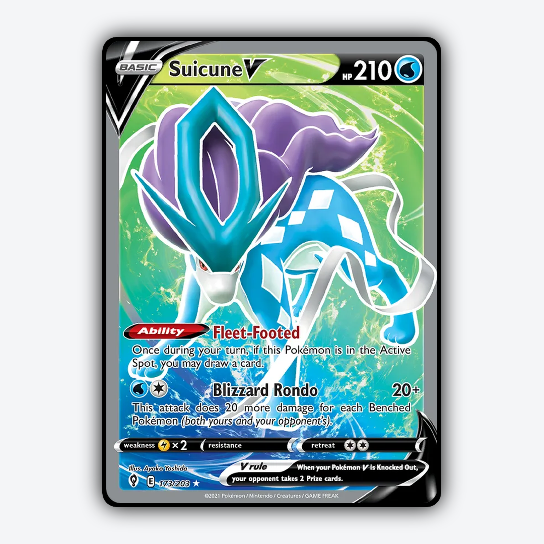 Suicune V #173 - Evolving Skies Set - Card Rug