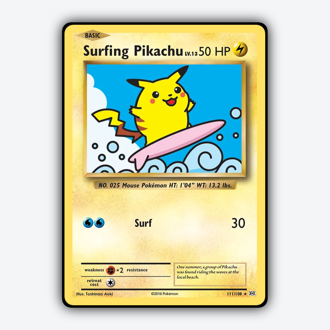 Surfing Pikachu #111 - Evolutions Set - Card Rug