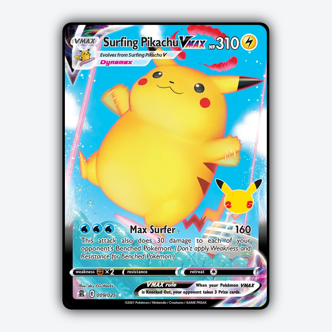 Surfing Pikachu VMAX #25 - Celebrations Set - Card Rug