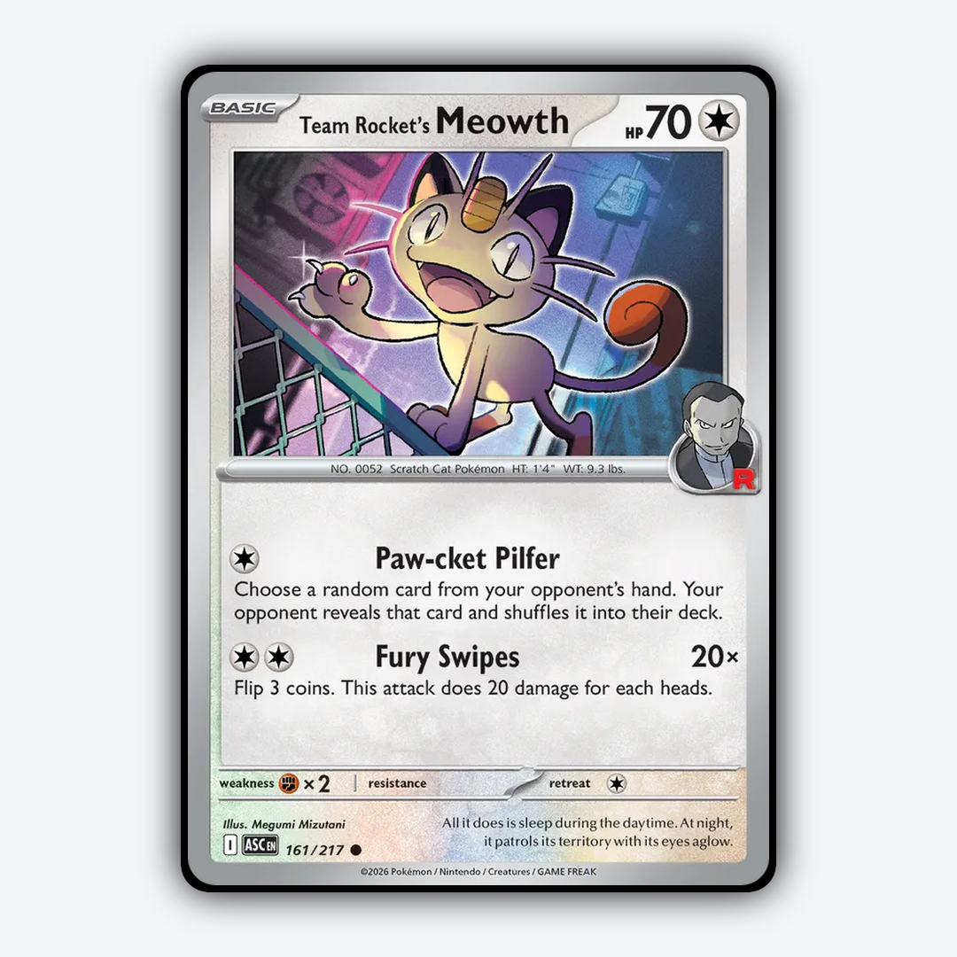 Team Rocket's Meowth 161/217 - Ascended Heroes Set - Card Rug