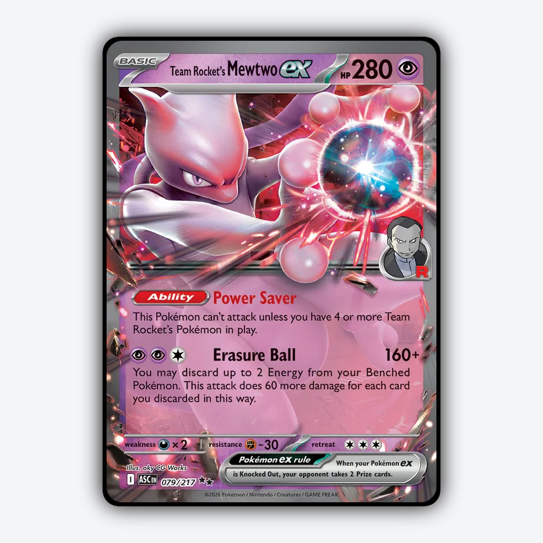 Team Rocket's Mewtwo ex 079/217 - Ascended Heroes Set - Card Rug
