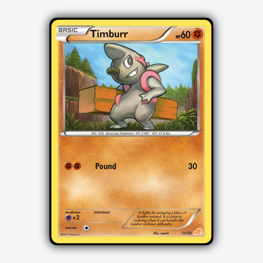 Timburr 011/30 - Black & White Trainer Kit Excadrill Set - Card Rug