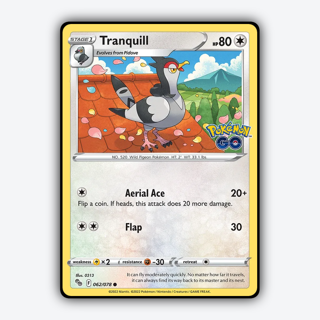 Tranquill 062/78 - Pokémon GO Set - Card Rug