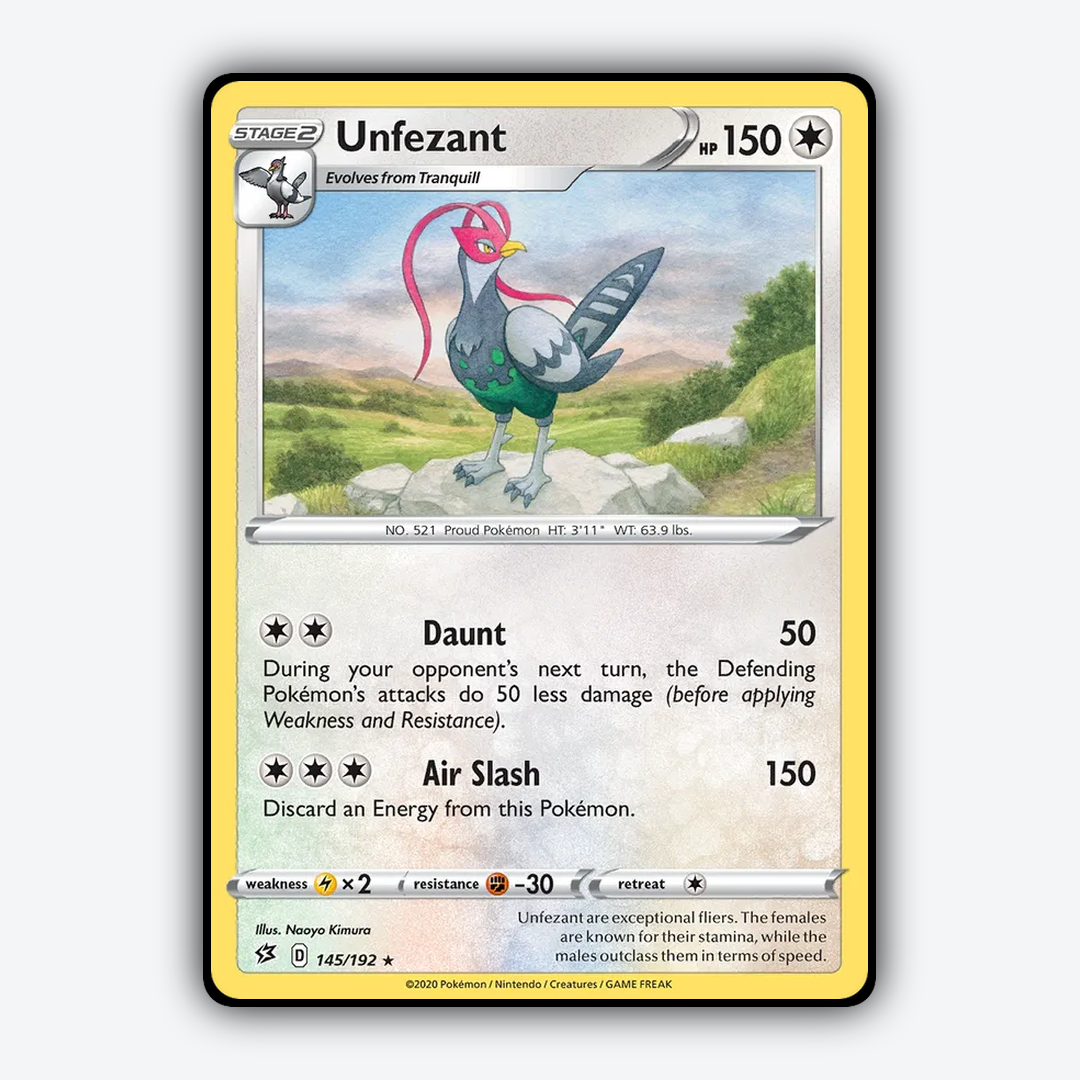 Unfezant 145/192 - Rebel Clash Set - Card Rug