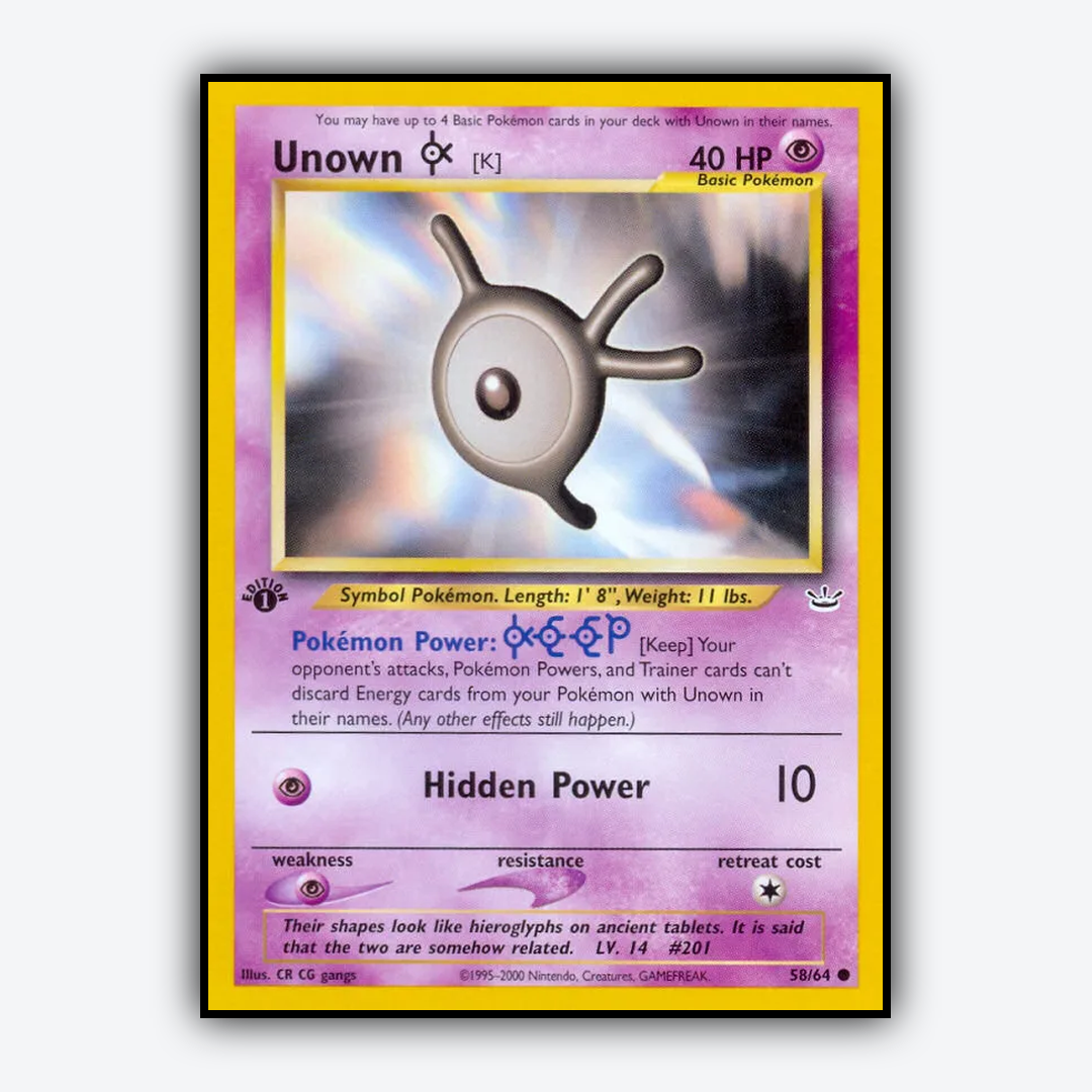 Unown [K] 058/64 - Neo Revelation Set - Card Rug